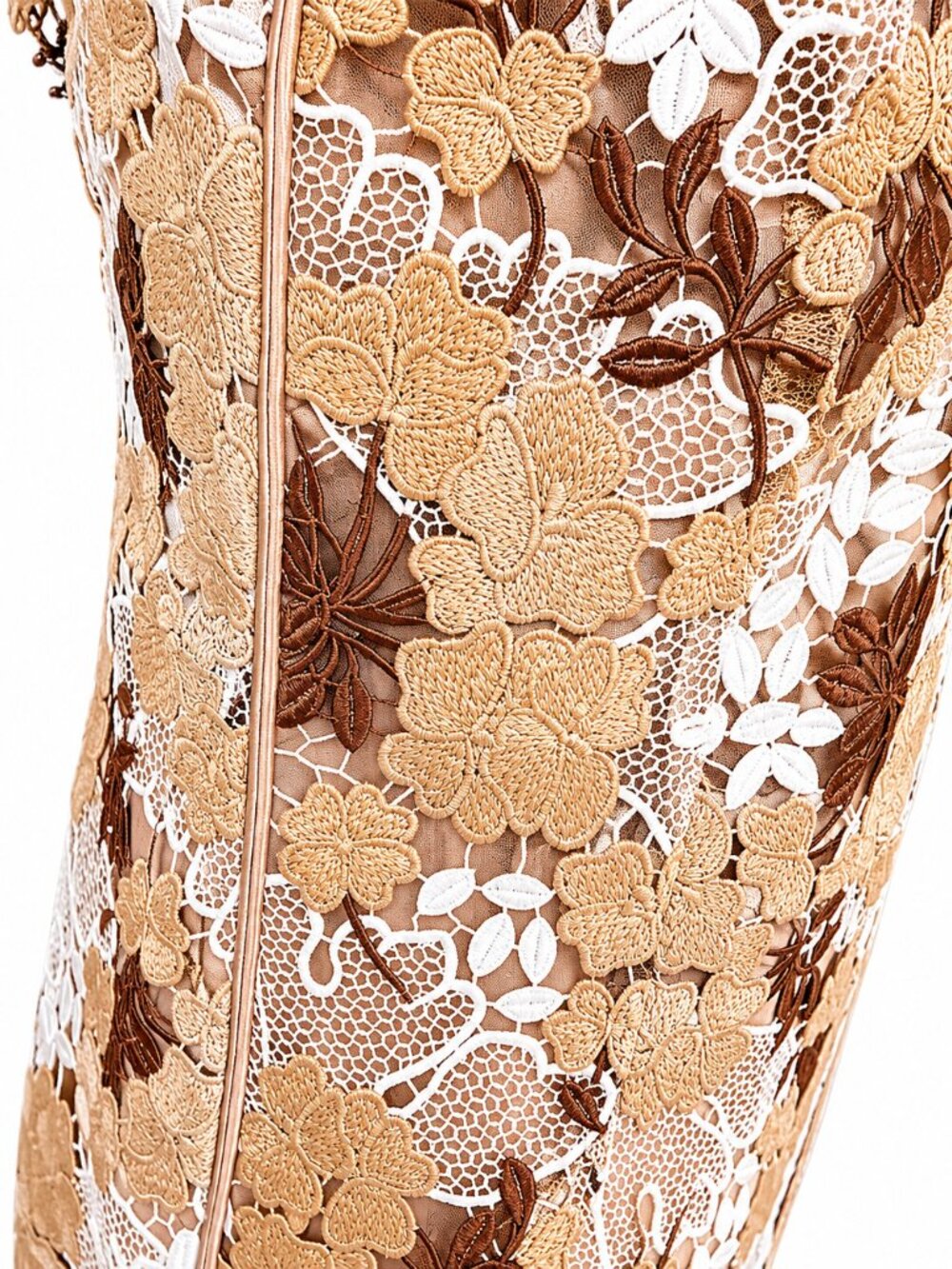 RICH RADI Q'S Rhinestone Openwork Embroidered Florals Lace Dress - Picture 12 of 16